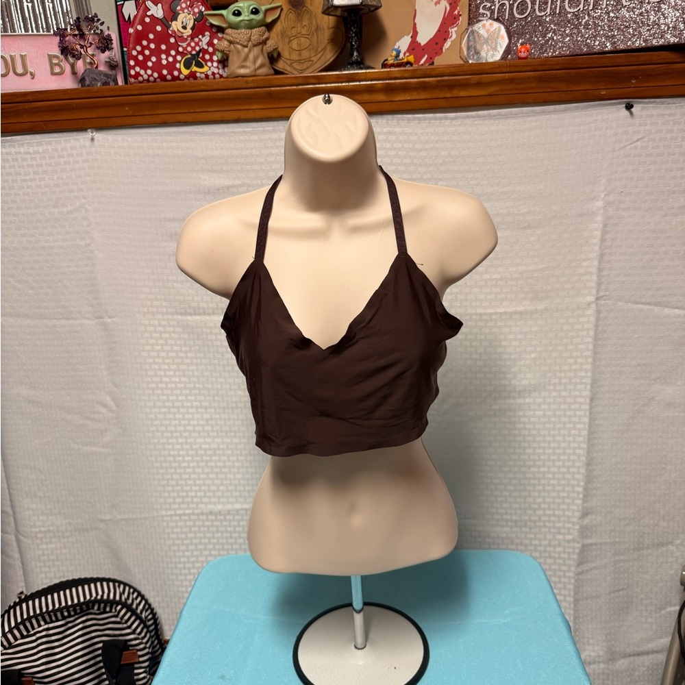 Top: Brown Halter Crop Top